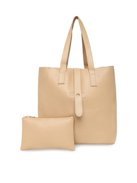 

KLEIO Women Beige Solid Tote Bag