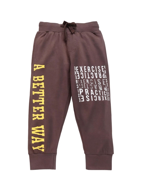 

KiddoPanti Boys Brown Printed Regular-Fit Joggers