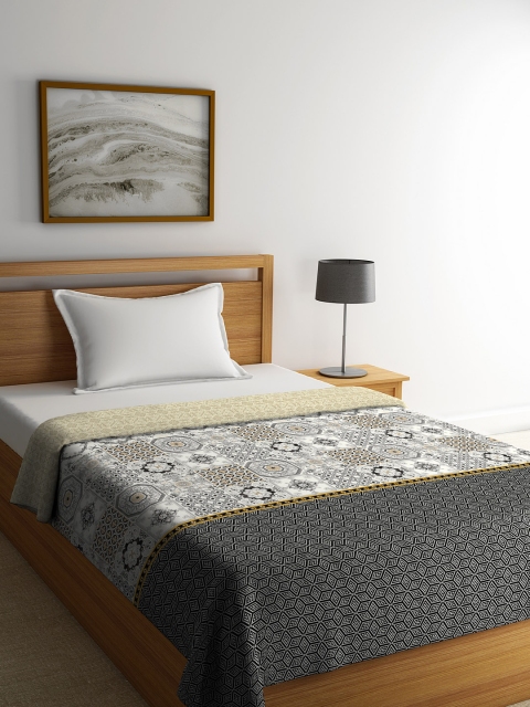

Portico New York Grey & Beige Printed AC Room 210 GSM Reversible Single Bed Comforter
