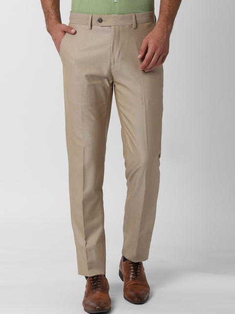 

Peter England Men Beige Slim Fit Self Design Formal Trousers