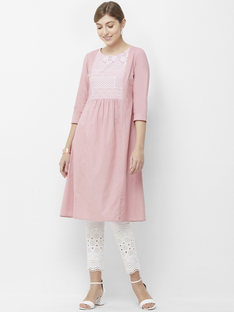 

Naari Women Pink Yoke Design Anarkali Kurta