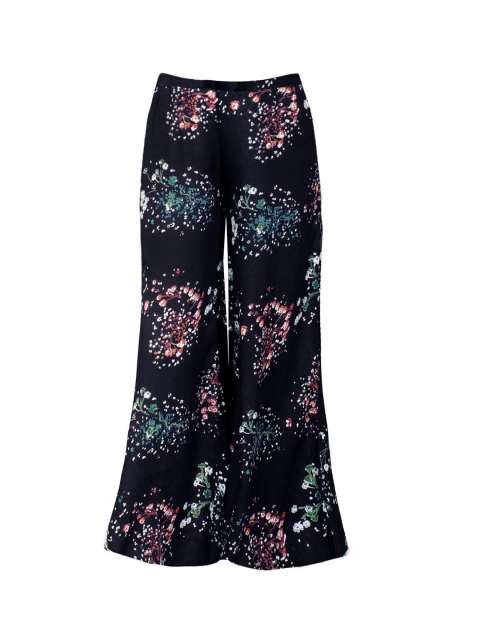 

naughty ninos Girls Navy Blue & Green Printed Flared Palazzos