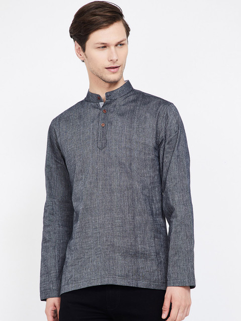 

Melange by Lifestyle Men Grey Solid Straight Kurta