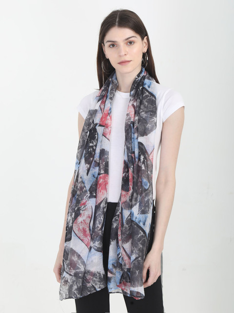 

FabSeasons Women Grey & Blue Printed Scarf