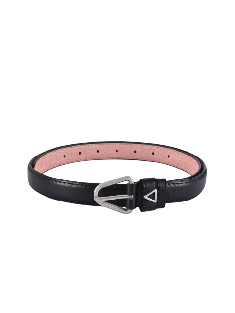 

BuckleUp Women Black Solid Slim Belt