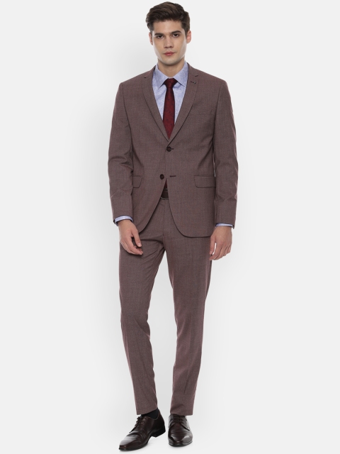 

Van Heusen Men Brown Self-Design Slim Fit Suit