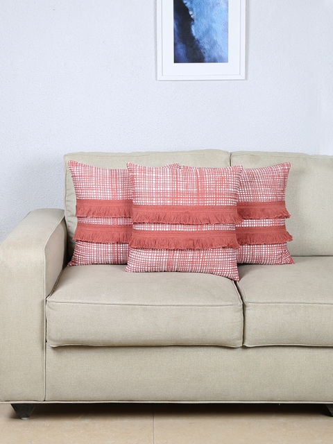

House This Red Set of 3 Abstract Square Cushion Covers