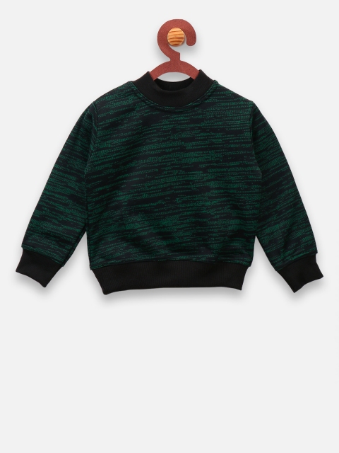 

LilPicks Boys Green & Black Self Design Sweatshirt