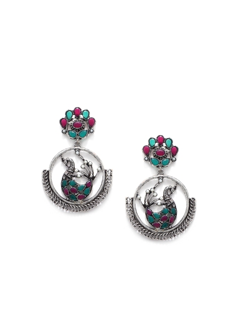 

Fabstreet Silver-Plated Peacock Shaped Drop Earrings