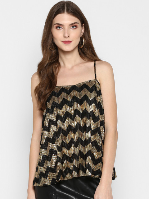 

MIAMINX Women Black Embellished A-Line Top