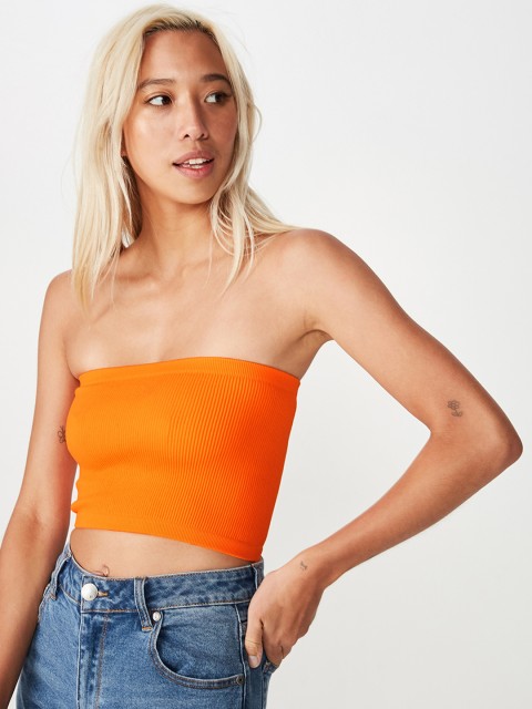 

COTTON ON Women Orange Solid Tube Top