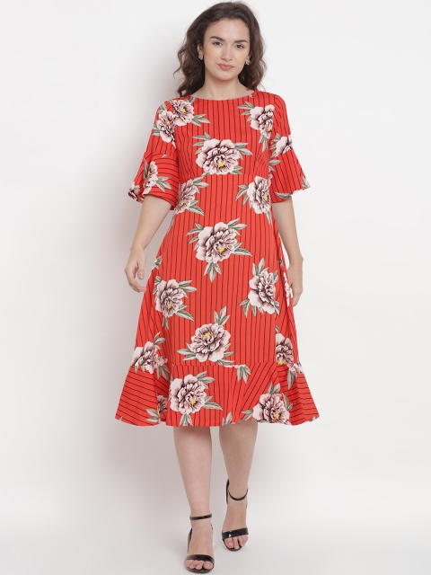 

Abiti Bella Women Red Floral Print Fit and Flare Dress