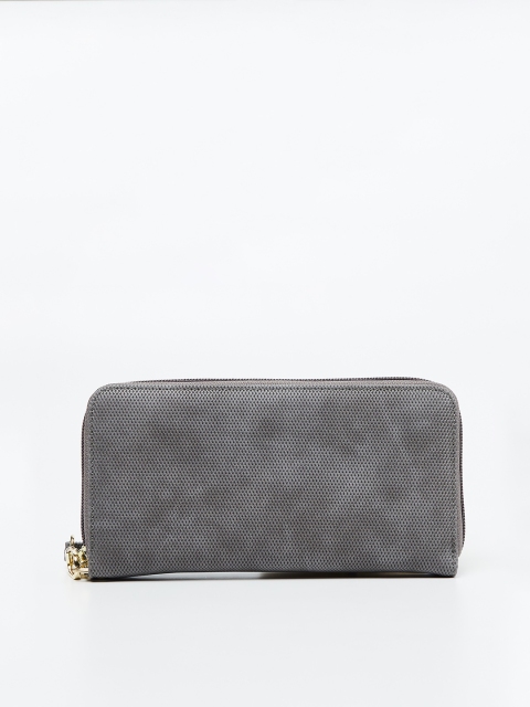 

Ginger by Lifestyle Women Grey Textured Zip Around Wallet