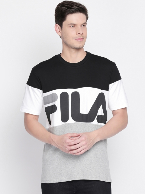 

FILA Men Black Printed Round Neck Pure Cotton T-shirt