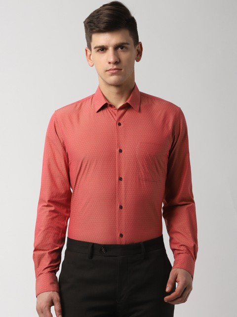 

Peter England Men Orange Slim Fit Self-Design Formal Shirt
