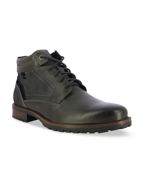 

Alberto Torresi Men Grey Solid Synthetic High-Top Flat Boots