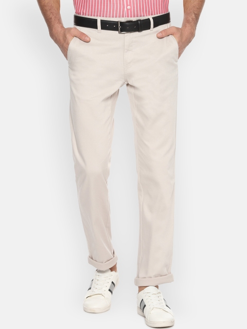 

Van Heusen Sport Men Cream-Coloured Slim Fit Self Design Regular Trousers