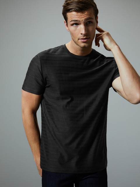

Marks & Spencer Men Black Self Design Round Neck T-shirt
