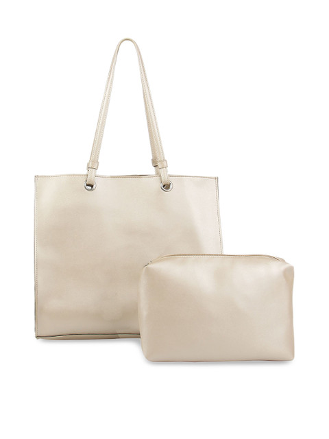 

Toteteca Gold-Toned Solid Shoulder Bag With A Pouch