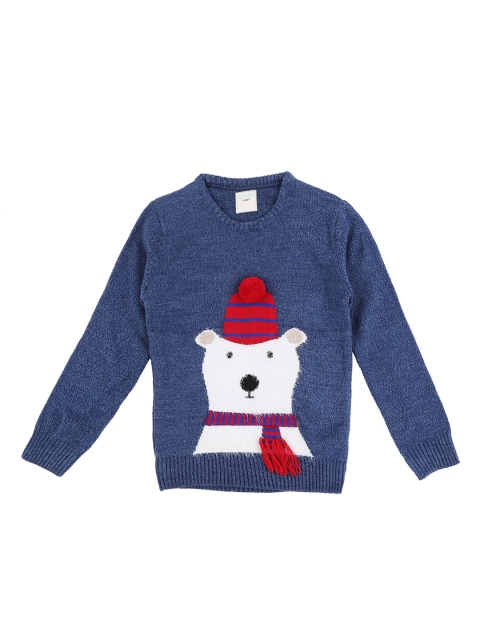 

Pantaloons Junior Boys Navy Blue Printed Sweater with Applique Detail