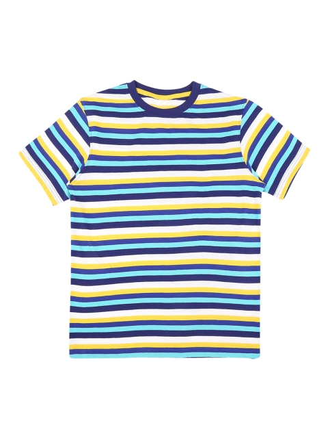 

Pantaloons Junior Boys Blue Striped Round Neck Pure Cotton T-shirt