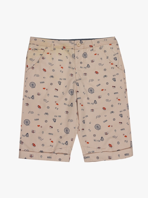 

First Kick Boys Beige Printed Regular Fit Regular Shorts