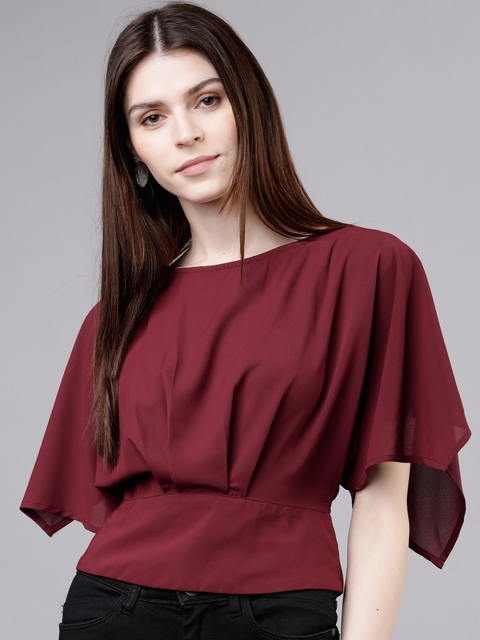 

Tokyo Talkies Women Maroon Solid Top