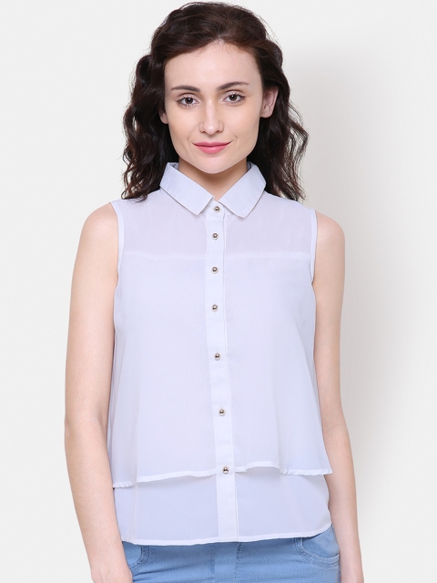 

Yaadleen Women White Solid Shirt Style Top