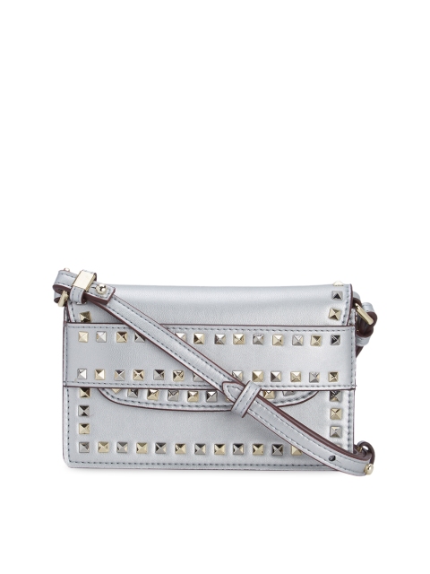 

bebe Women Silver-Toned Embellished Leather Sling Bag