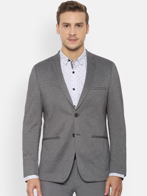 

Allen Solly Men Grey Self-Design Slim Fit Blazer