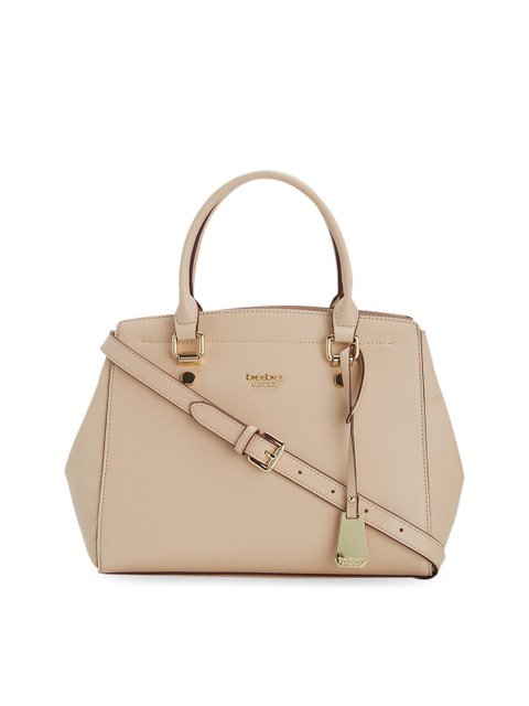 

bebe Beige Solid Leather Handheld Bag