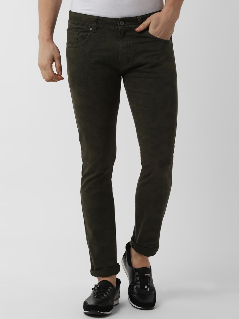 

Peter England Casuals Men Olive Green Skinny Fit Mid-Rise Clean Look Jeans