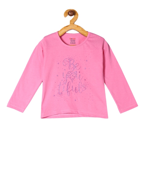 

Donuts Girls Pink Printed Round Neck T-shirt