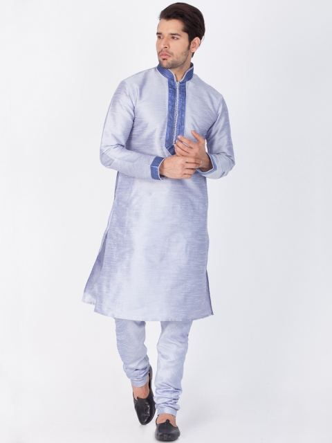 

VASTRAMAY Men Blue Solid Kurta with Churidar