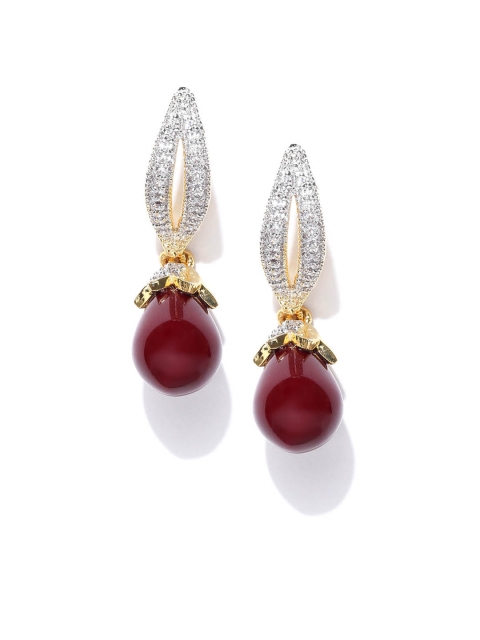 

AADY AUSTIN Gold-Plated Embellished Handcrafted Teardrop Shaped Drop Earrings