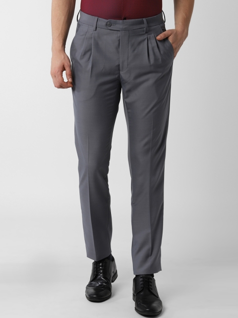 

Peter England Men Grey Slim Fit Solid Formal Trousers
