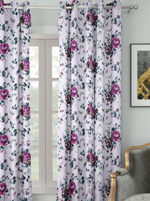 

HOUZZCODE White & Pink Single Room Darkening Window Curtain