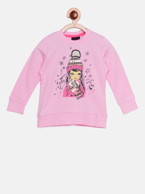 

Ziama Girls Pink Printed Sweatshirt