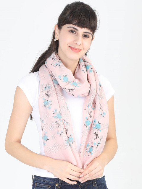 

FabSeasons Women Pink & Blue Printed Scarf