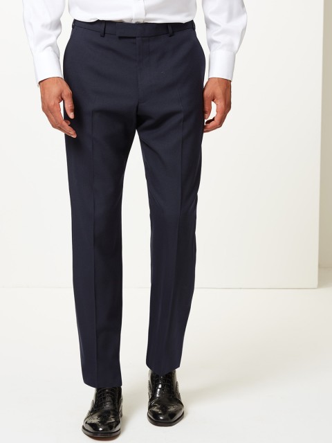

Marks & Spencer Men Navy Blue Regular Fit Solid Formal Trousers