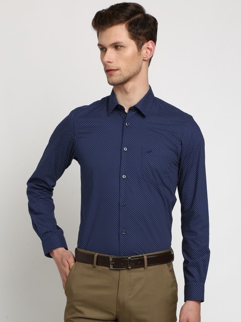 

Crocodile Men Blue Slim Fit Printed Formal Shirt