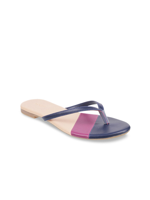 

Mochi Women Blue & Beige Colourblocked Open Toe Flats