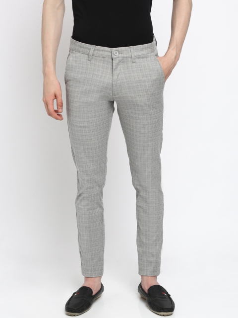

Crocodile Men Grey Slim Fit Checked Formal Trousers