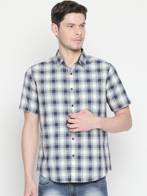 BYFORD by Pantaloons Men Grey & White Regular Fit Checked Casual Shirt