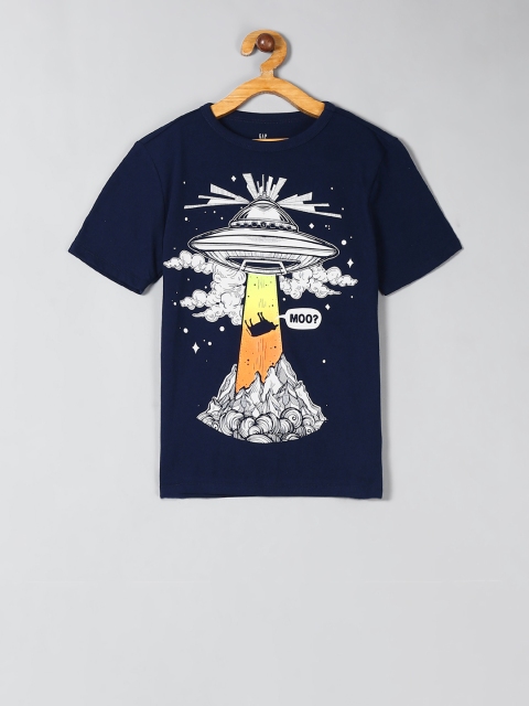 

GAP Boys Navy Blue Printed T-shirt