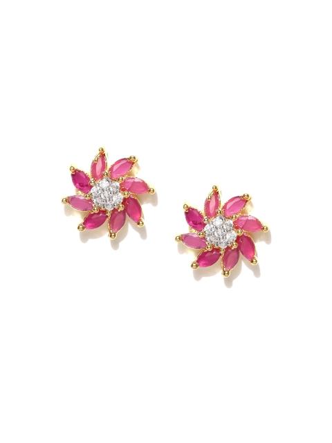

AADY AUSTIN Women Gold-Plated Handcrafted Pink Floral Studs