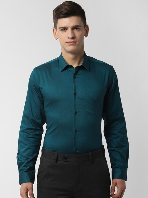 

Peter England Men Green Slim Fit Solid Formal Shirt