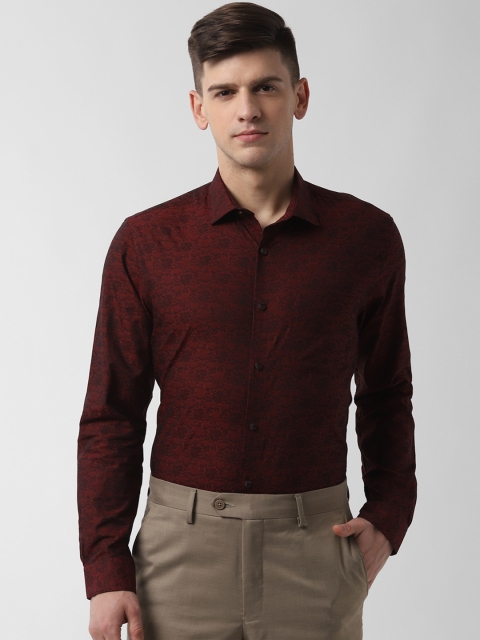 

Peter England Men Maroon Slim Fit Printed Formal Shirt