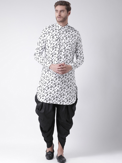 

DEYANN Men White & Black Printed Kurta with Patiala