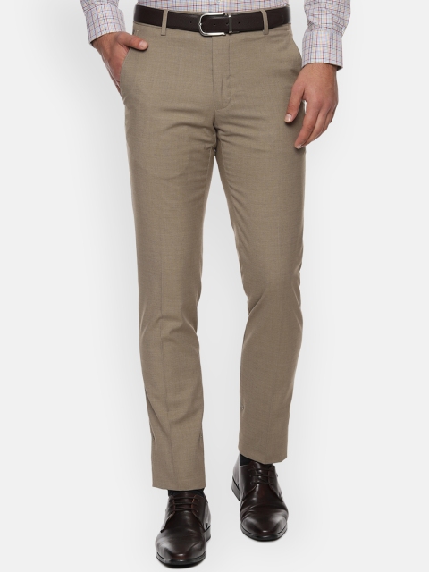 

Van Heusen Men Beige Slim Fit Self Design Formal Trousers